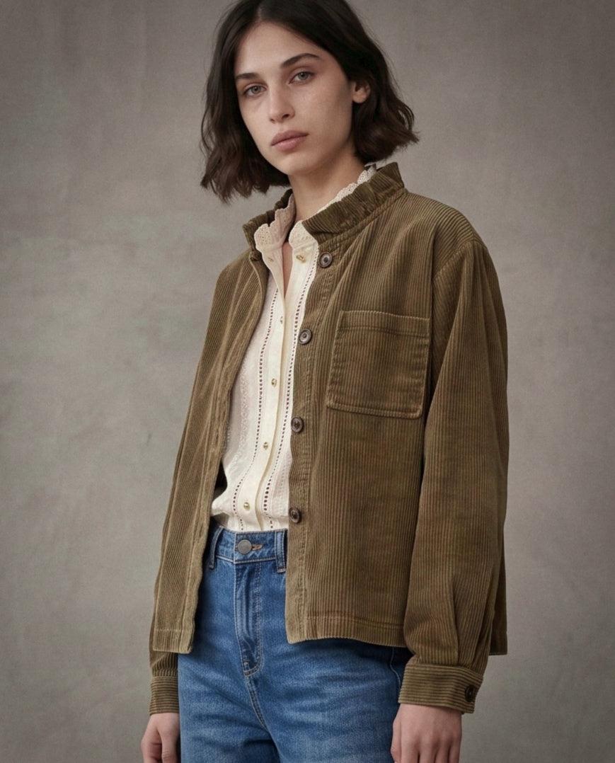 MINA | Cord Utility Jacket | Tobacco