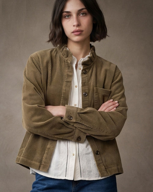 MINA | Cord Utility Jacket | Tobacco