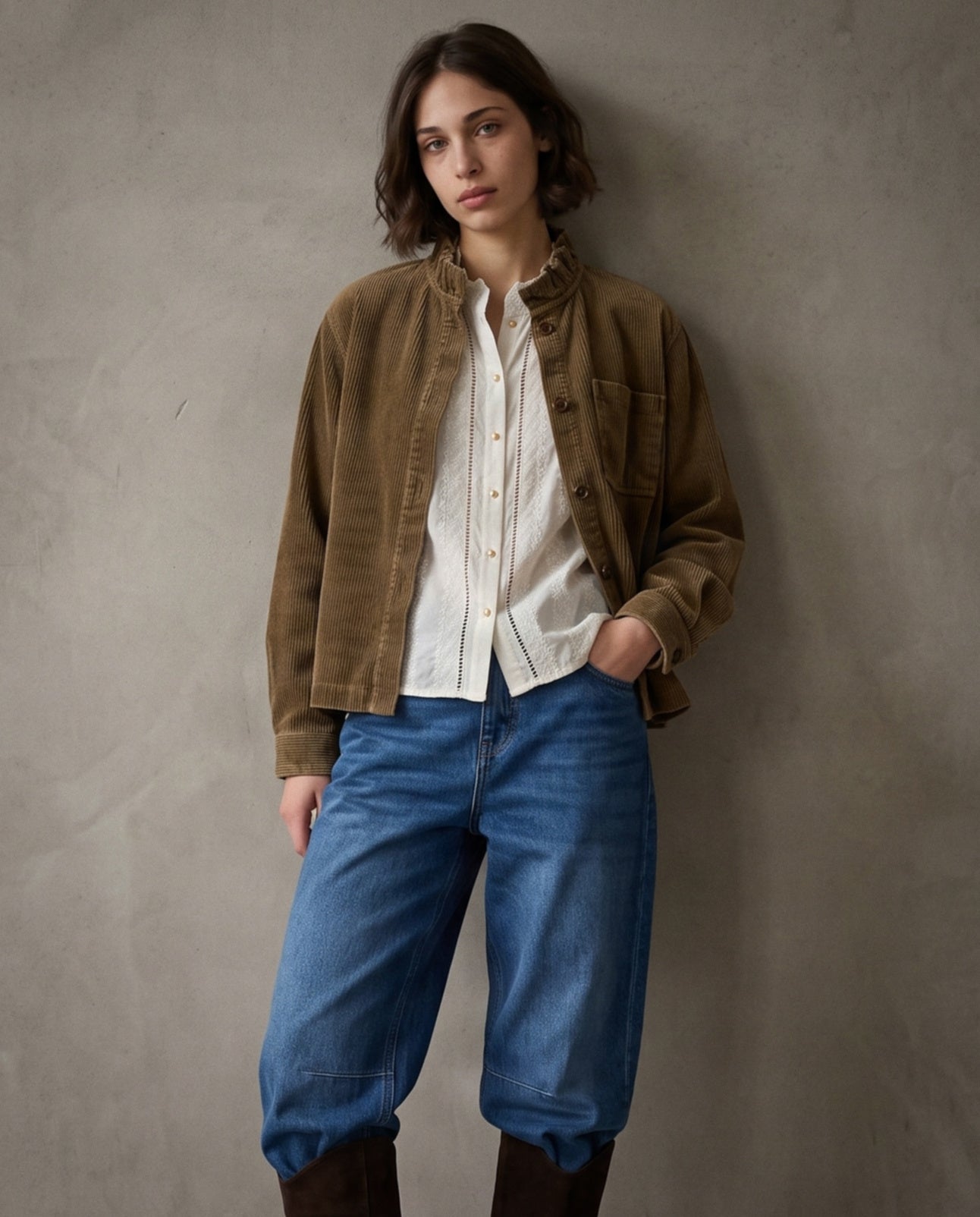 MINA | Cord Utility Jacket | Tobacco