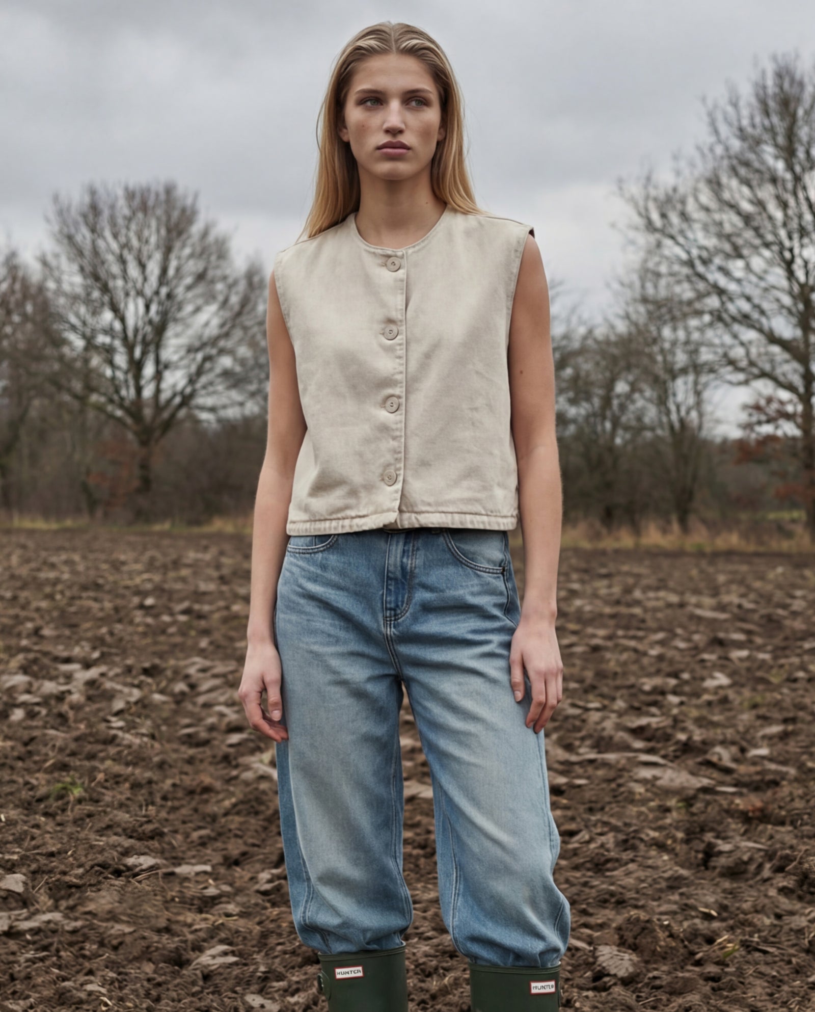 GILA | Cotton Gilet | Vintage Wash Ecru