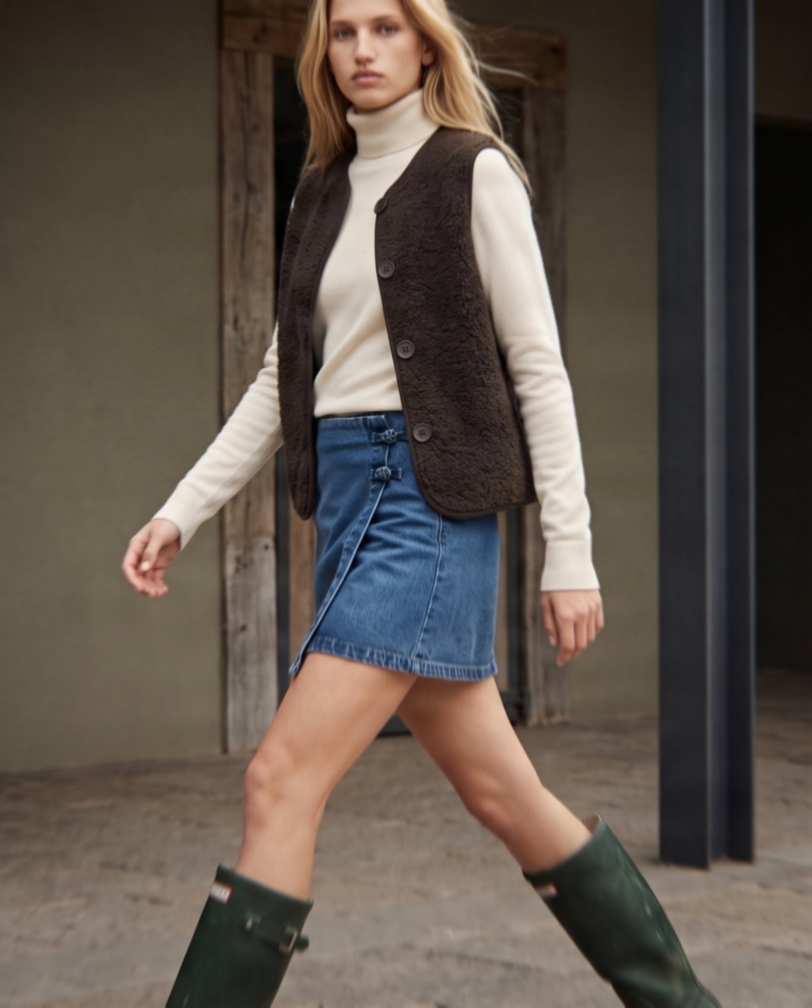 ELISE | Denim Wrap Skirt | Mid Blue
