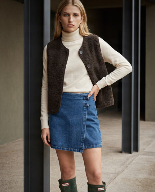 ELISE | Denim Wrap Skirt | Mid Blue