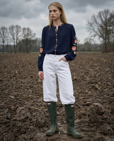 SHIRI | Ruffle Collar Overshirt | Ecru