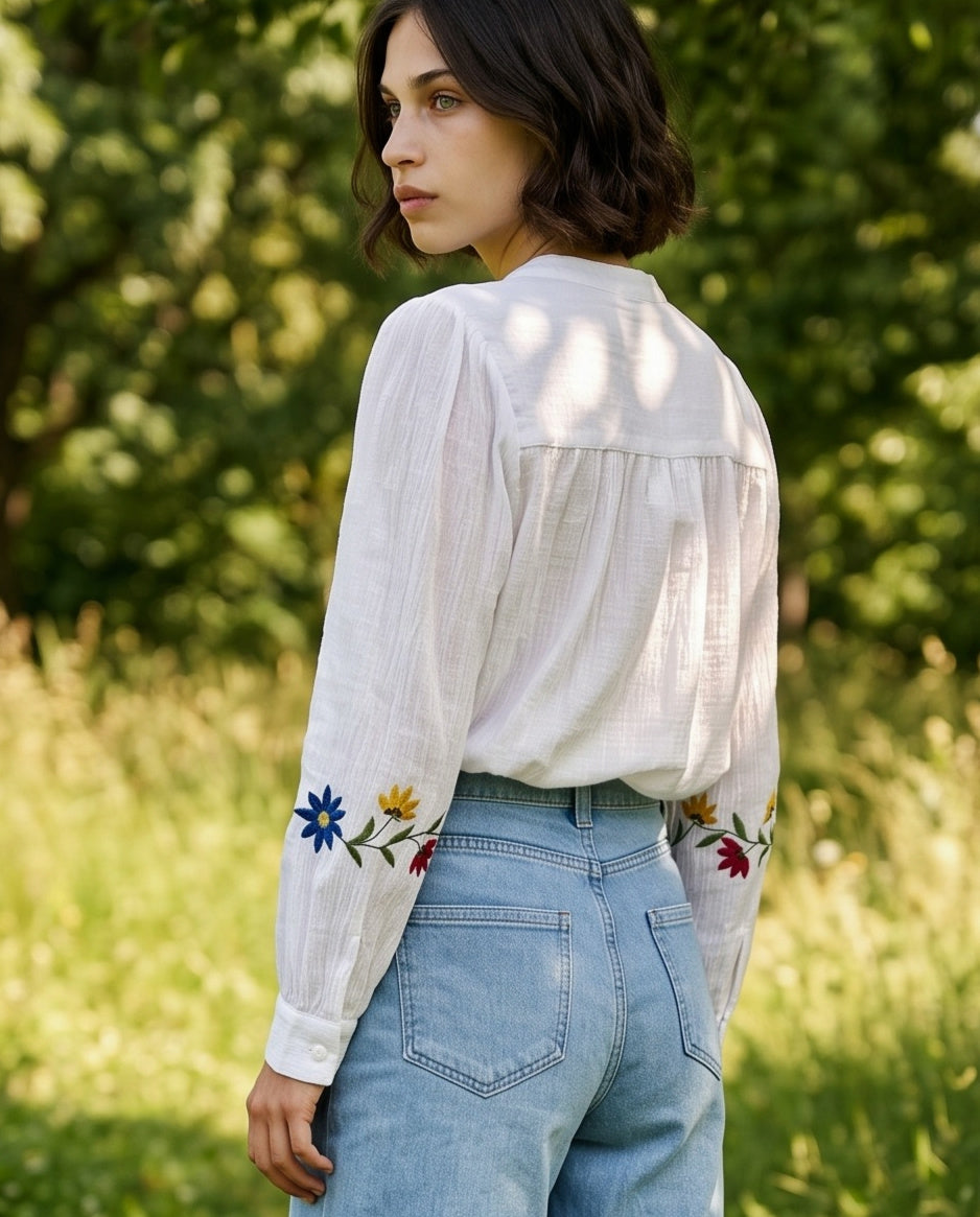 ELIANA | Embroidered Blouse | White
