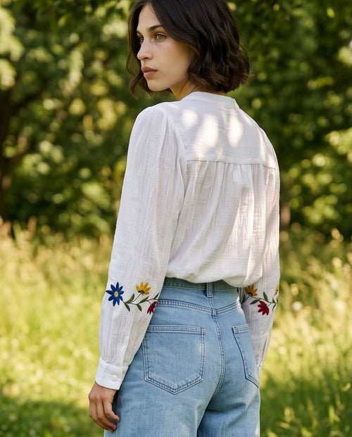 ELIANA | Embroidered Blouse | White