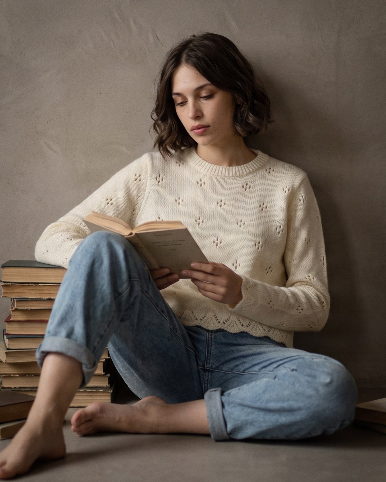 OTELLIE | Pointelle Sweater | Cream