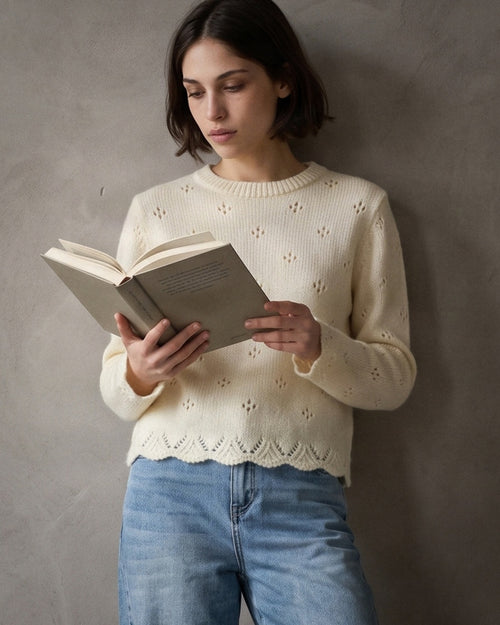 OTELLIE | Pointelle Sweater | Cream