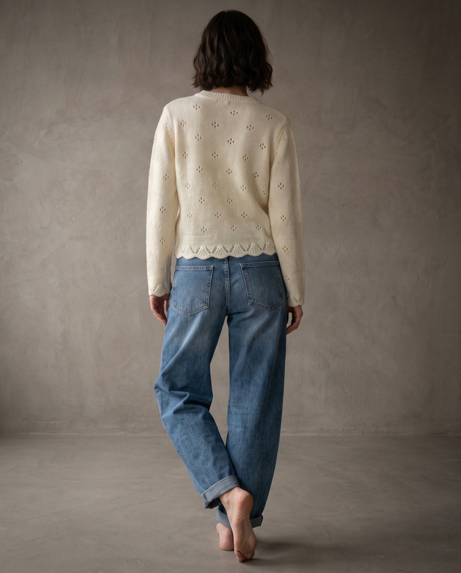 OTELLIE | Pointelle Sweater | Cream