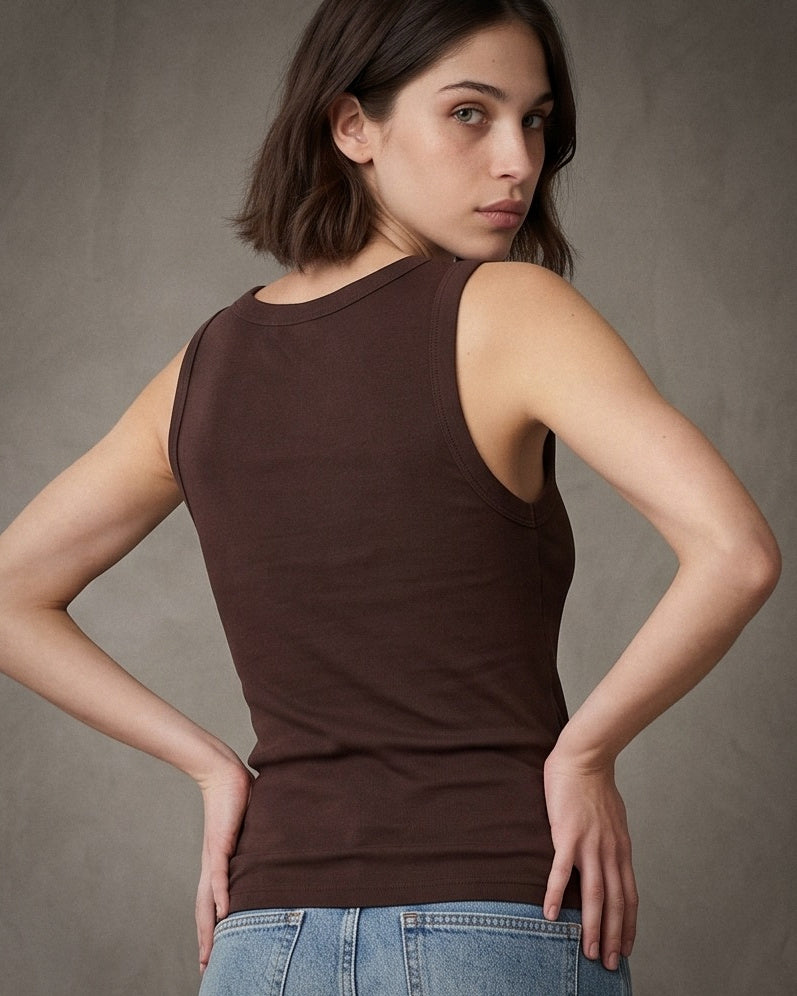 AYA | Ribbed Vest | Brown