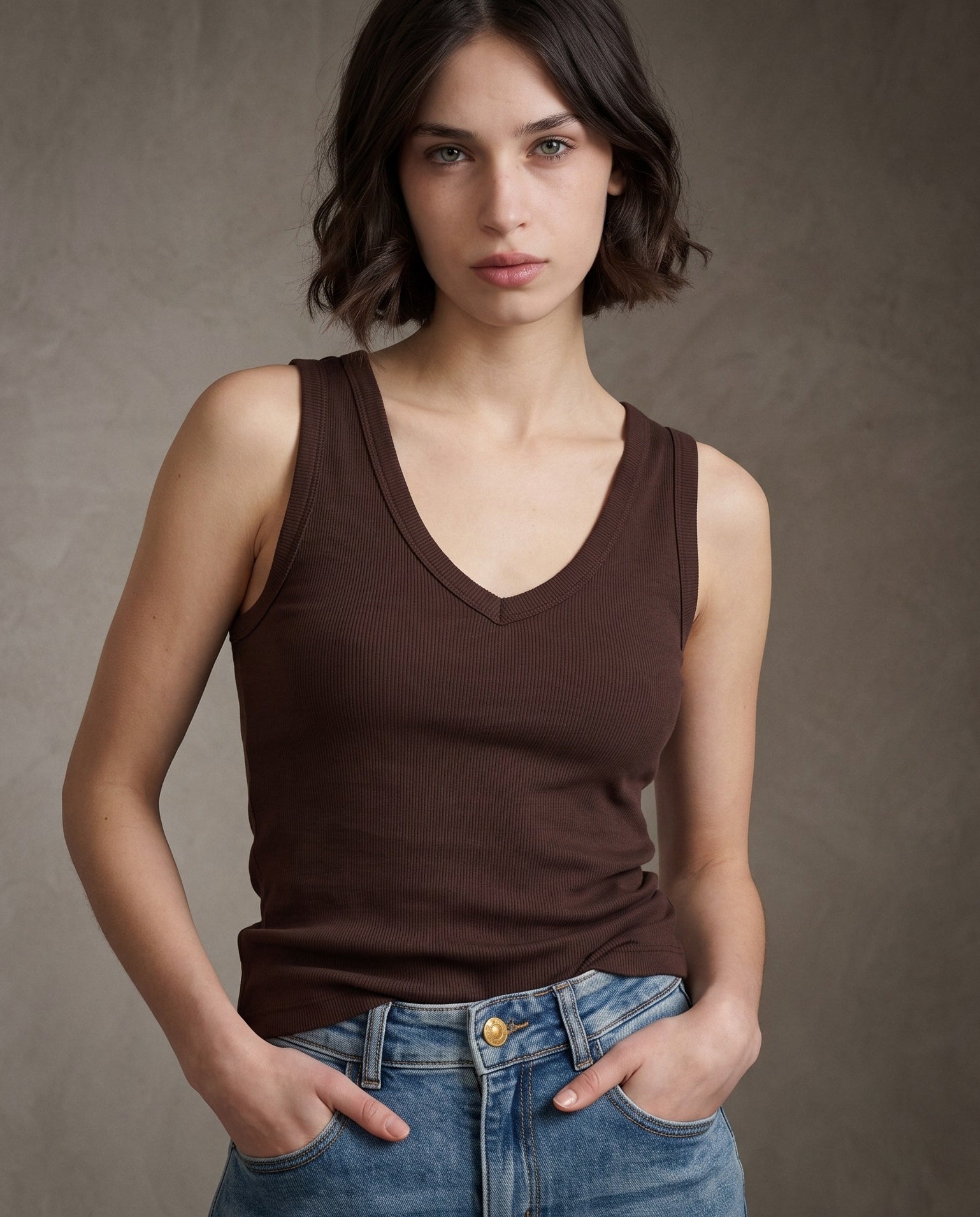 AYA | Ribbed Vest | Brown