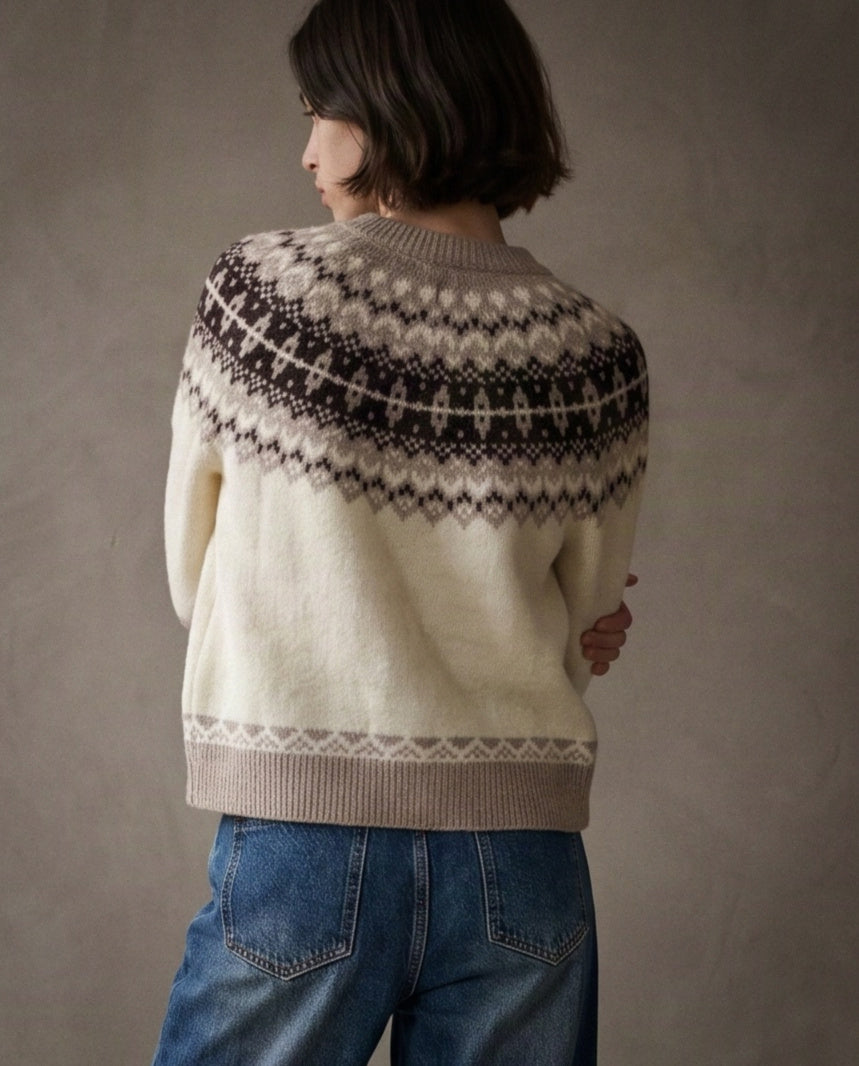 VARDI | Fair-Isle Cardigan | Cream