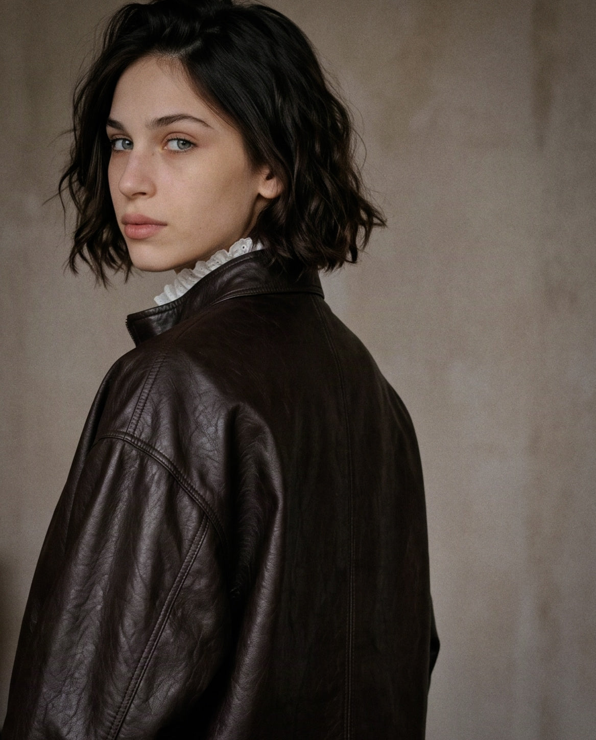 LEONIE | Faux Leather Bomber | Chocolate