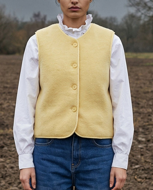 ORNA | Faux Shearling Gilet | Pale Yellow