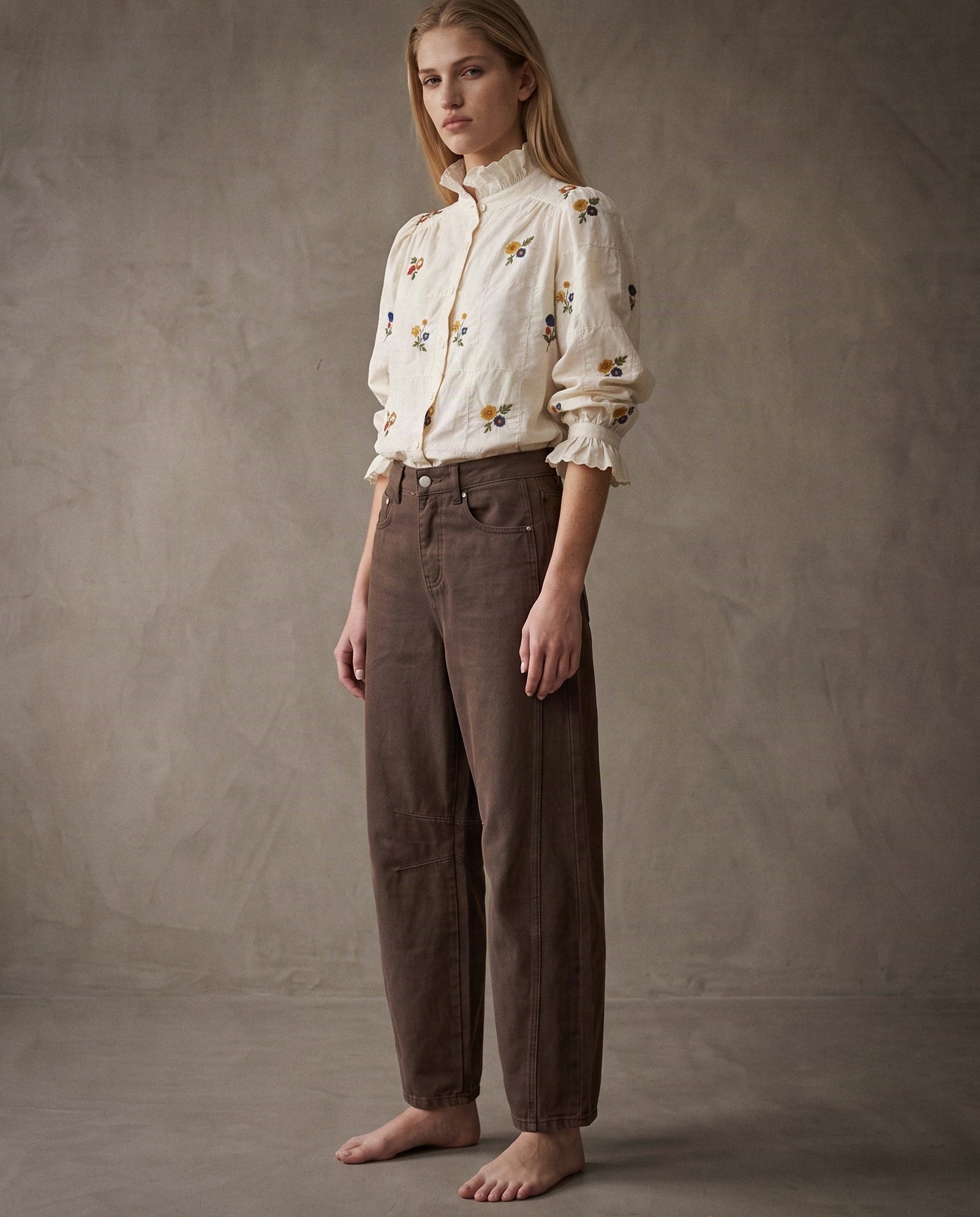 Anaïs | Embroidered Ruffle Shirt | Ecru
