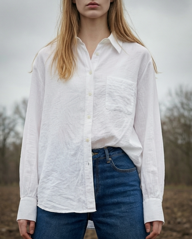 AZIZA | Fluid Crumpled Shirt | Off White