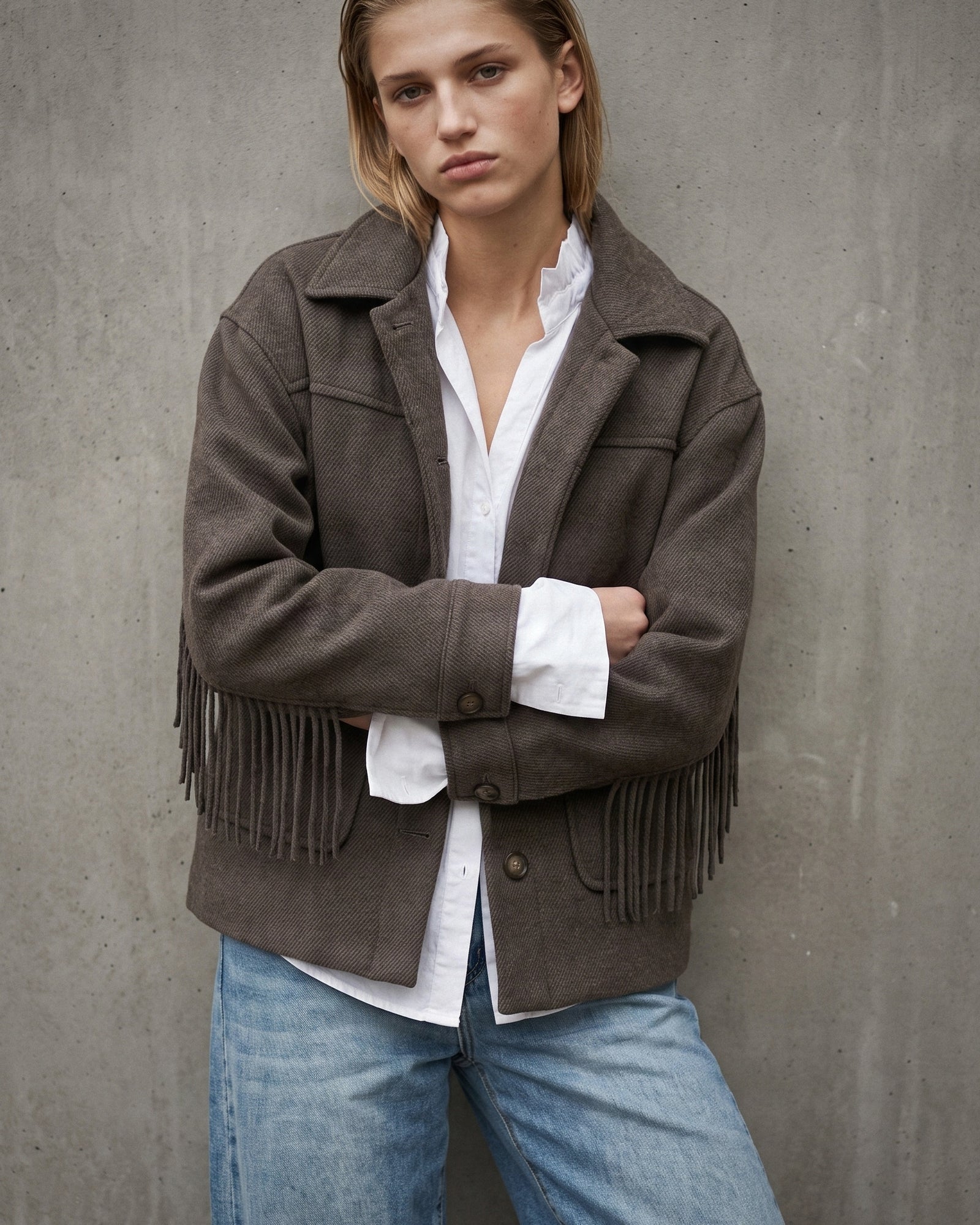 ALMA | Fringe Jacket | Soft Mocha