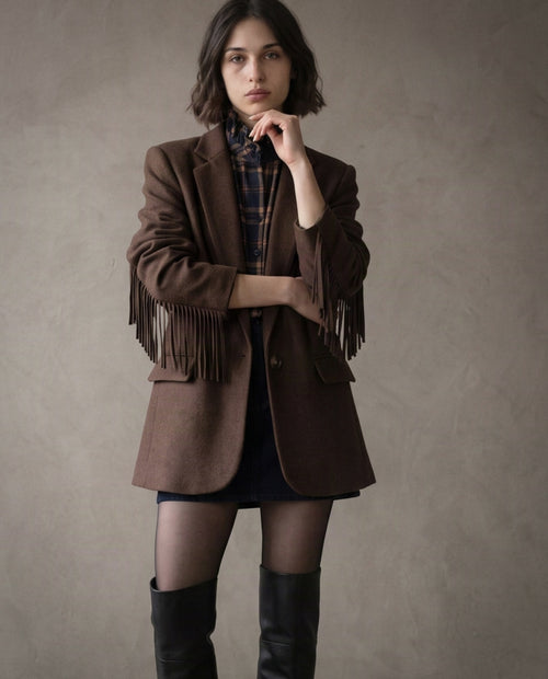 SIENNA | Fringe Tailored Jacket | Choco
