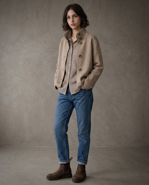JULIETTE | Funnel Cardigan Jacket | Taupe