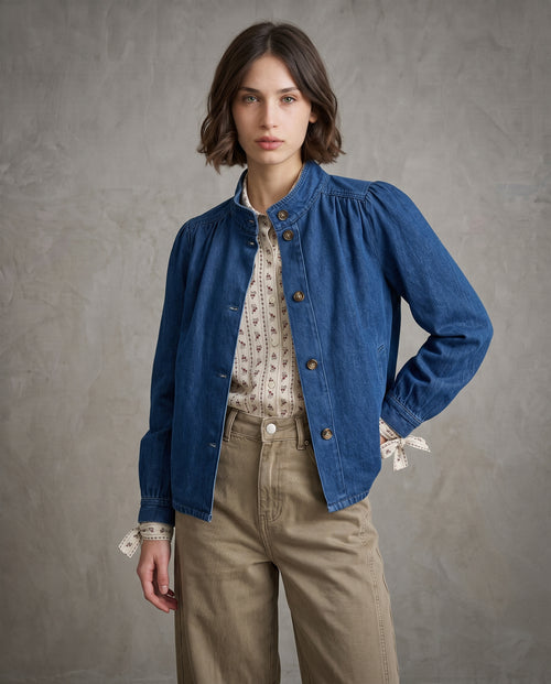 MARJE | Gathered Denim Jacket | Indigo