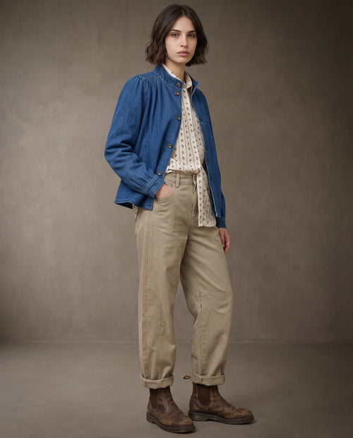 MARJE | Gathered Denim Jacket | Indigo