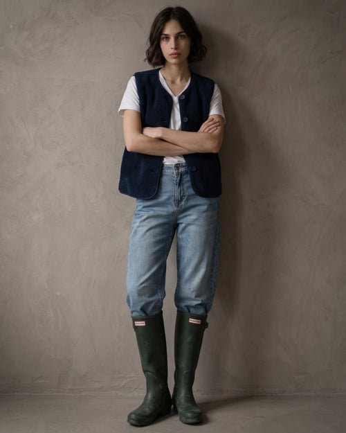 ORNA | Faux Shearling Gilet | Navy