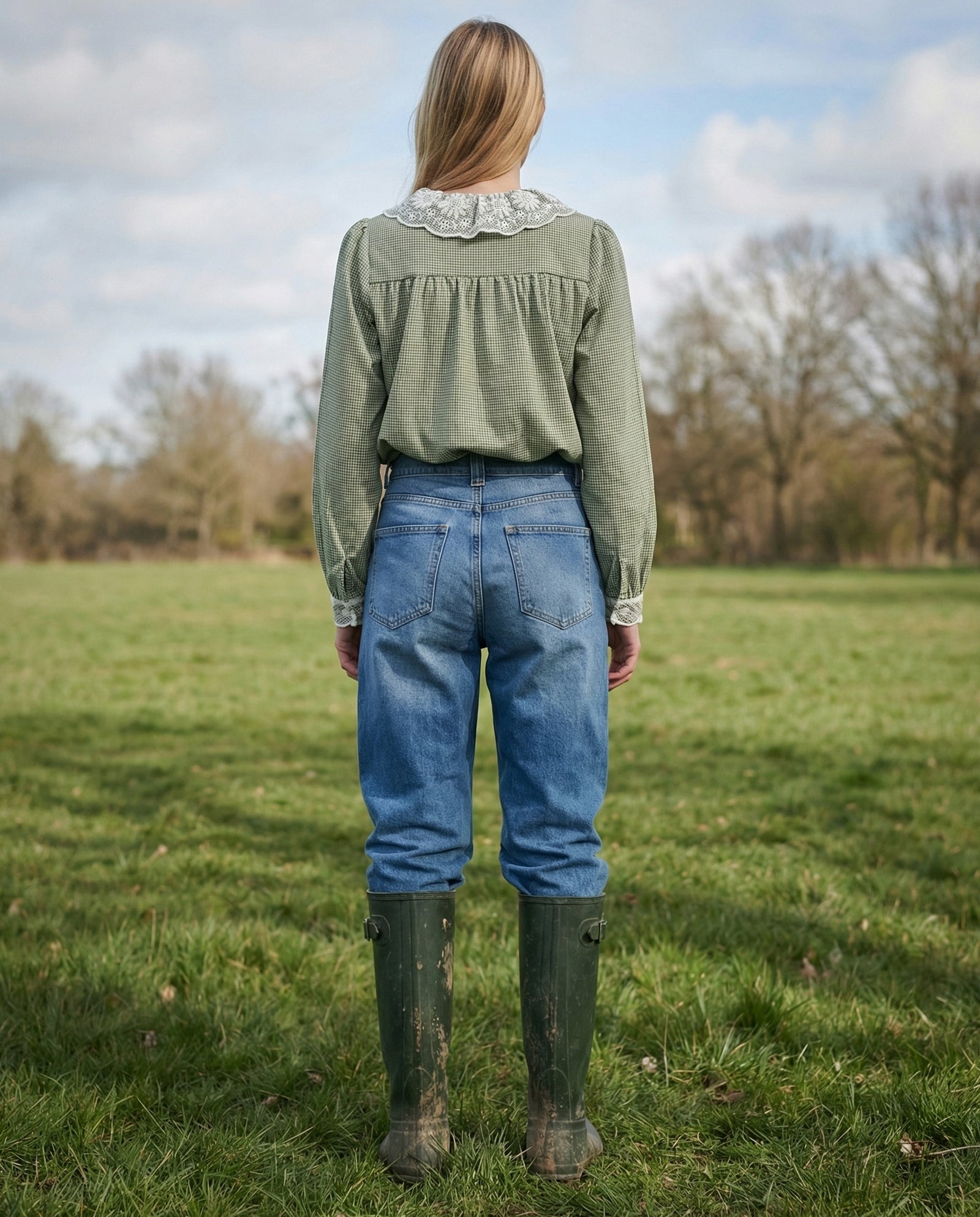TALIA | Gingham Blouse | Sage