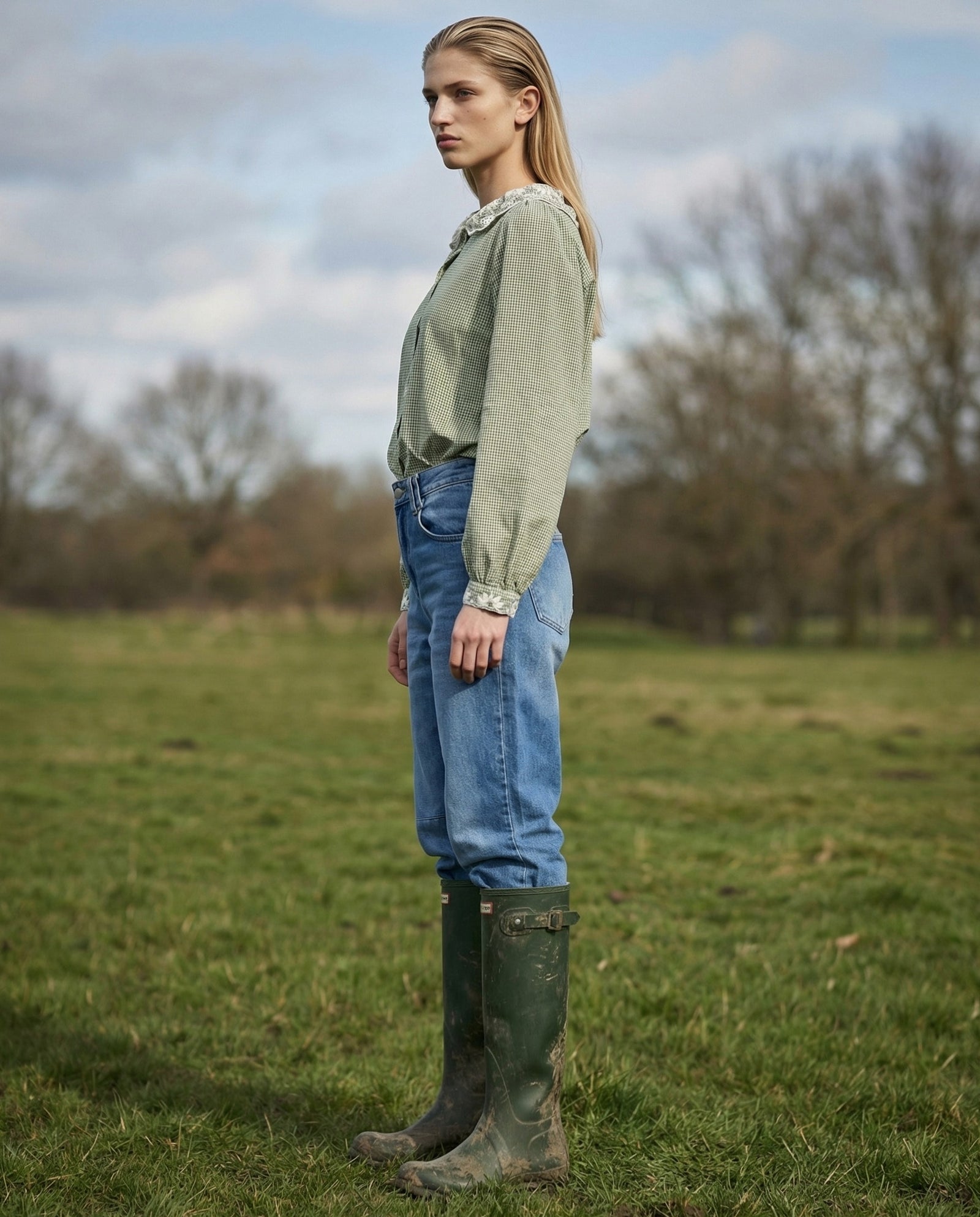 TALIA | Gingham Blouse | Sage