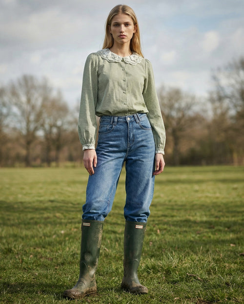 TALIA | Gingham Blouse | Sage