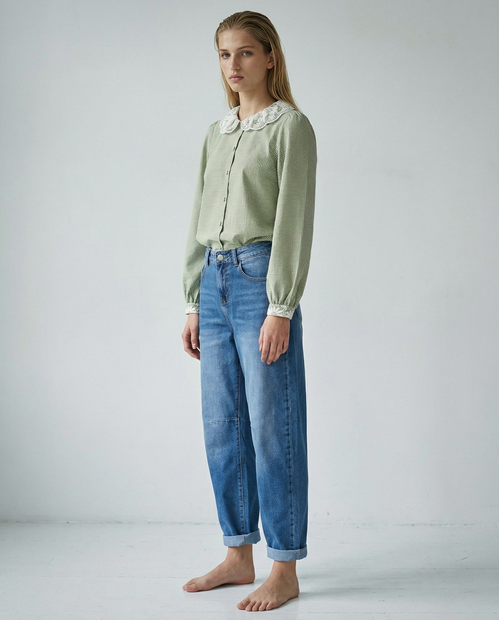 TALIA | Gingham Blouse | Sage