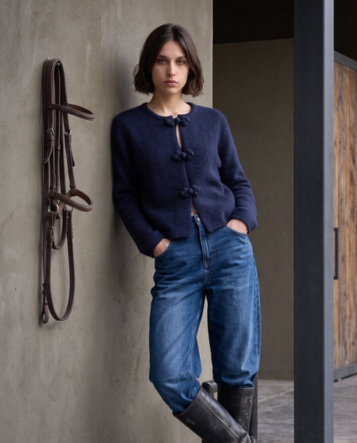 AMIE | Knot Fastened Cardigan | Navy
