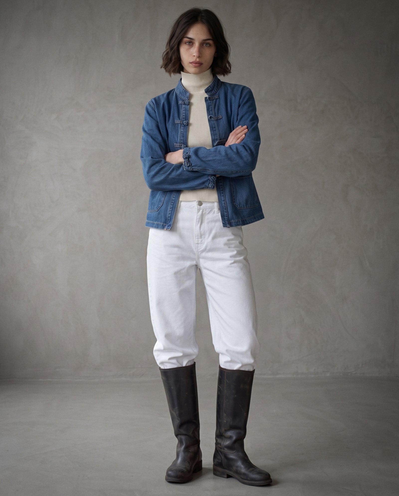 LARA | Knot Front Jacket | Denim Blue