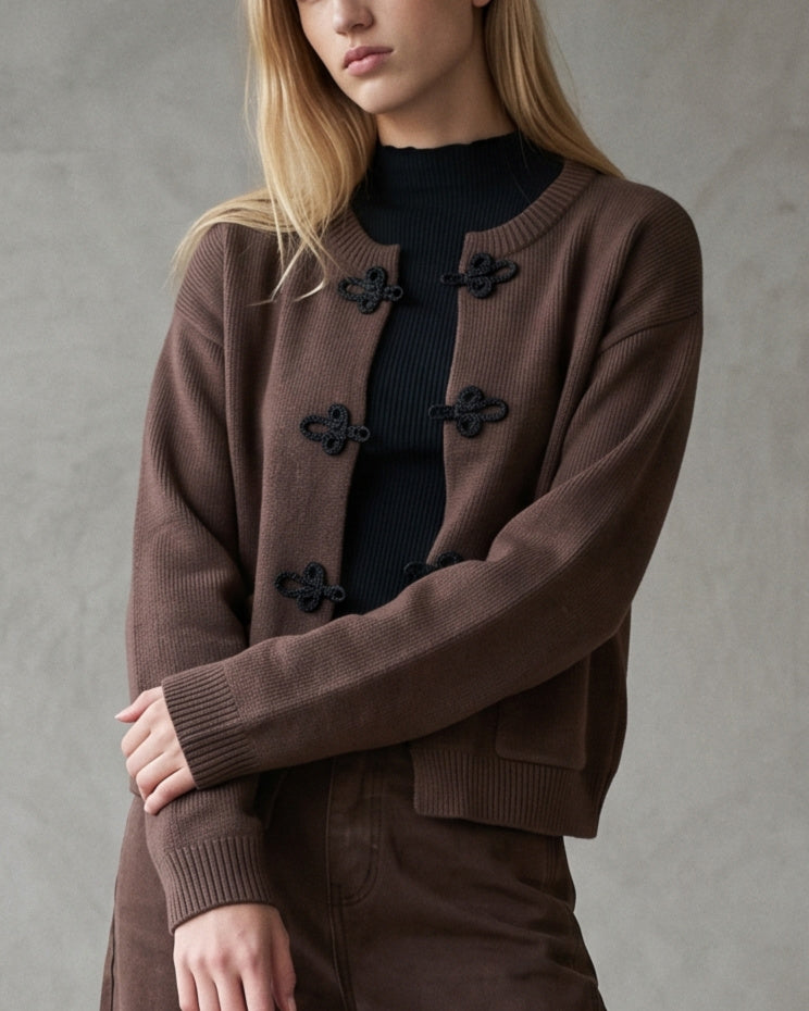 MARIN | Braided Knot Cardigan | Mocha