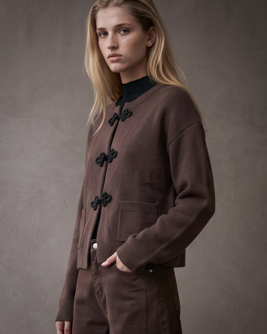 MARIN | Braided Knot Cardigan | Mocha