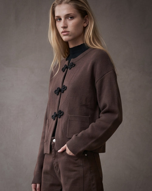 MARIN | Braided Knot Cardigan | Mocha