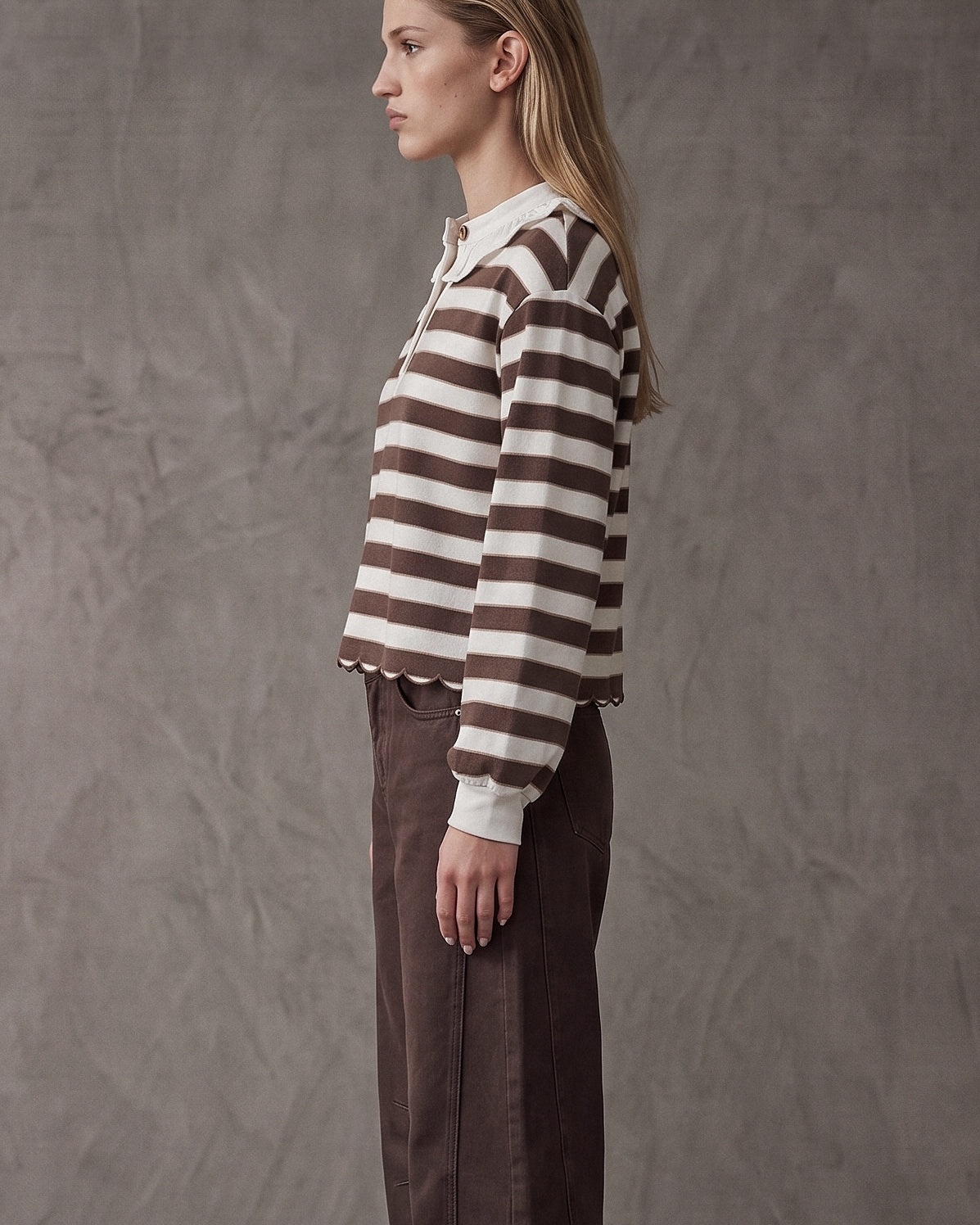 MIA | Layered Collar Sweatshirt | Chocolate Stripes