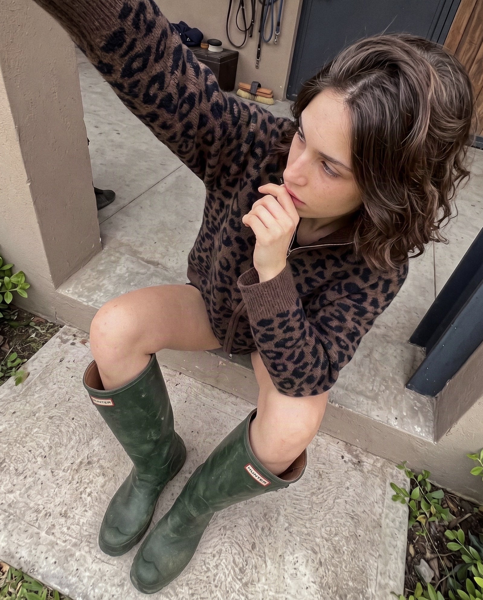 SYLVIE | Leopard Zip Cardigan | Chocolate