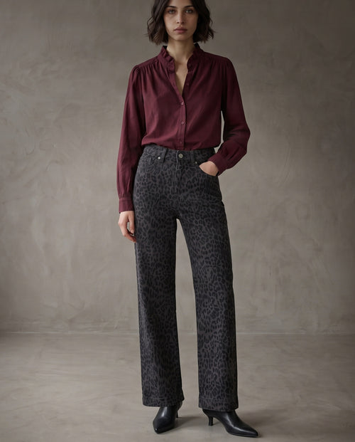 IMMI | Wide Leg Leopard Jeans | Charcoal
