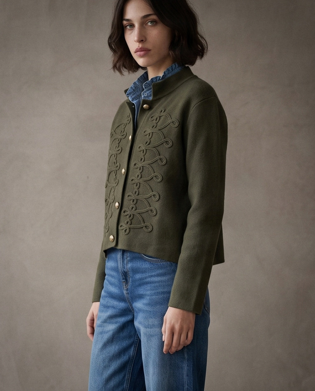 ROMY | Studio Military Cardigan | Khaki