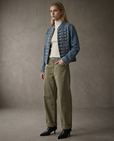 LOUISA | Washed Utility Jacket | Khaki
