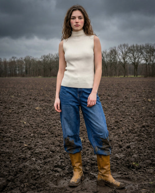 YULIA | Ribbed Knit Tank Top | Off White