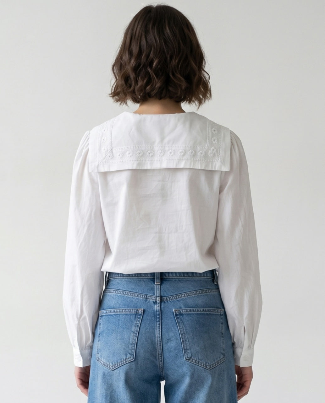 SADIE | Nautical Collar Blouse | White