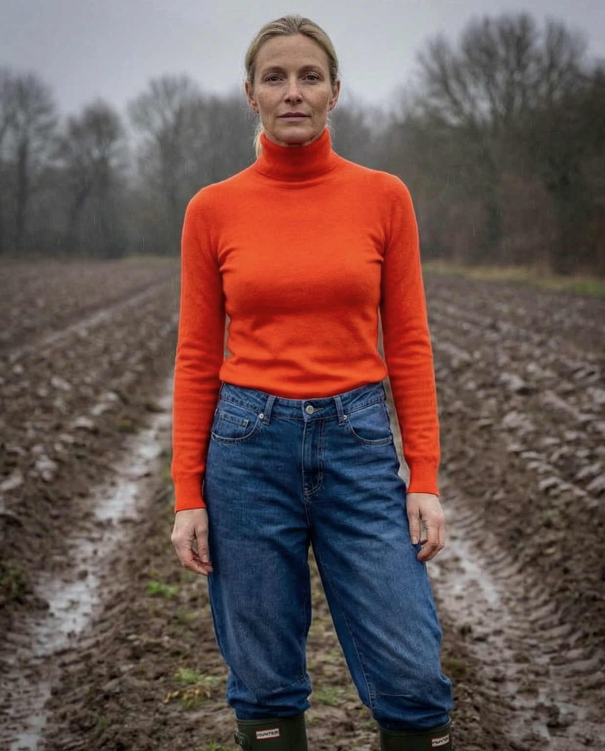 POLINA | Cashmere Enriched Roll Neck | Orange