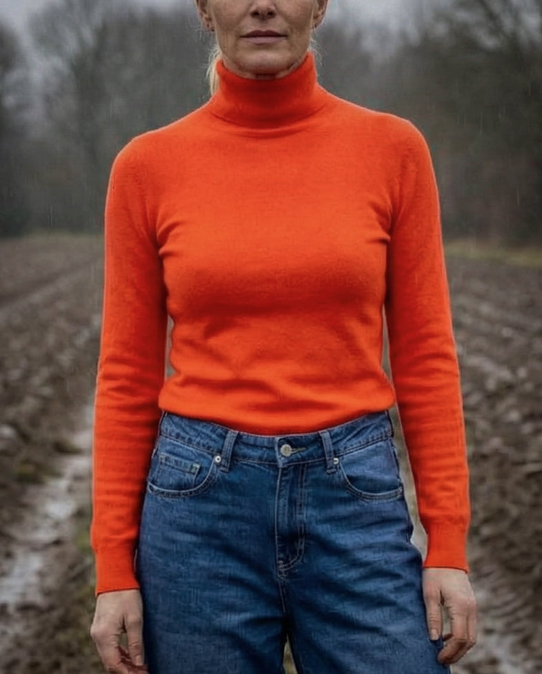 POLINA | Cashmere Enriched Roll Neck | Orange