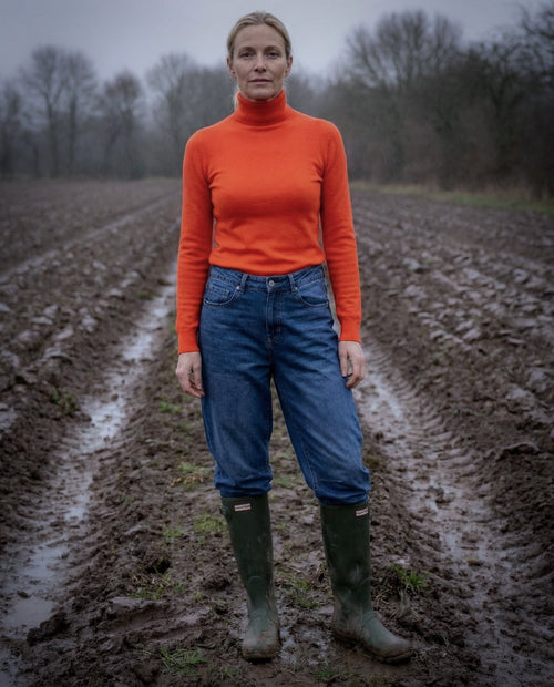 POLINA | Cashmere Enriched Roll Neck | Orange