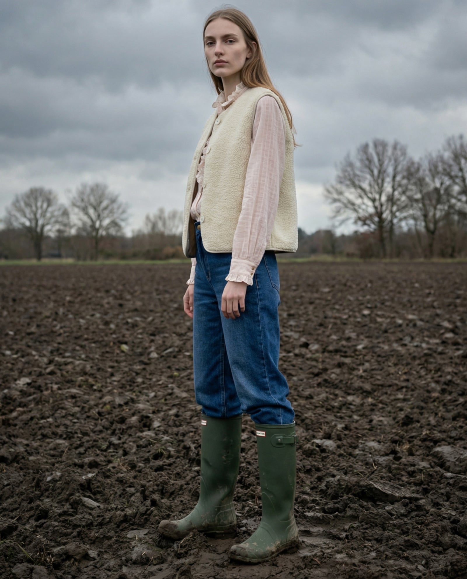 ORNA | Faux Shearling Gilet | Ecru