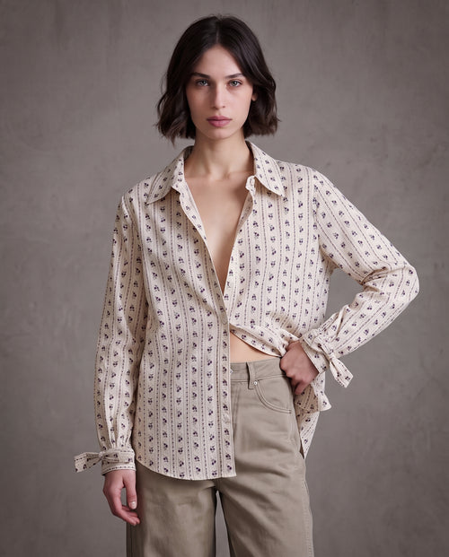 VALEA | Patterned Cotton Shirt | Taupe