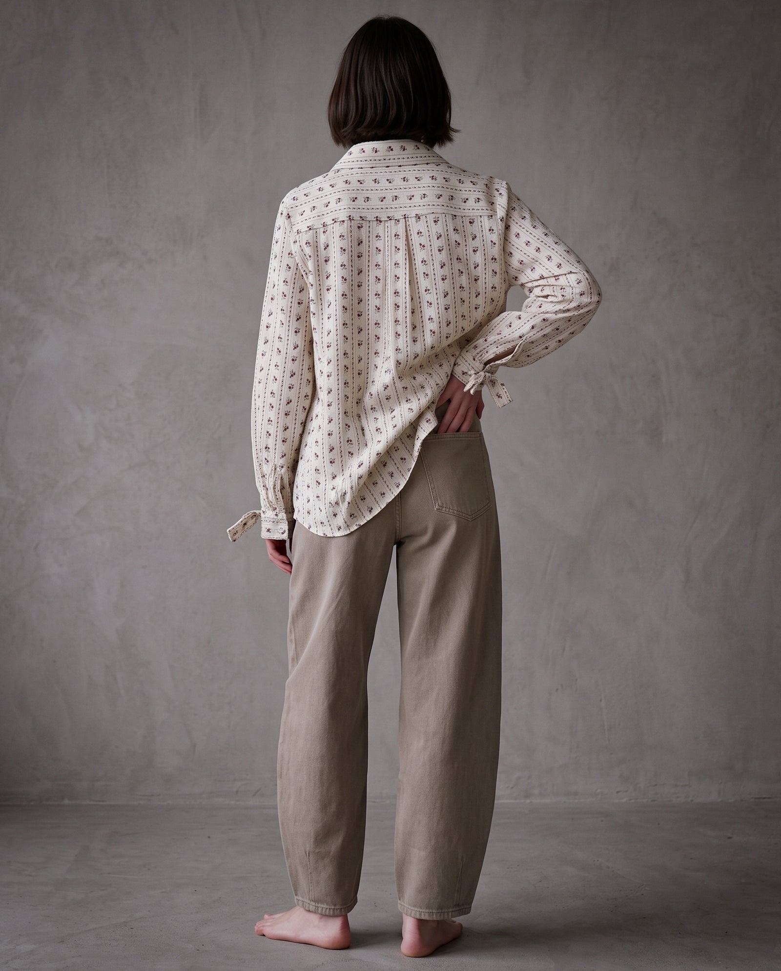 VALEA | Patterned Cotton Shirt | Taupe