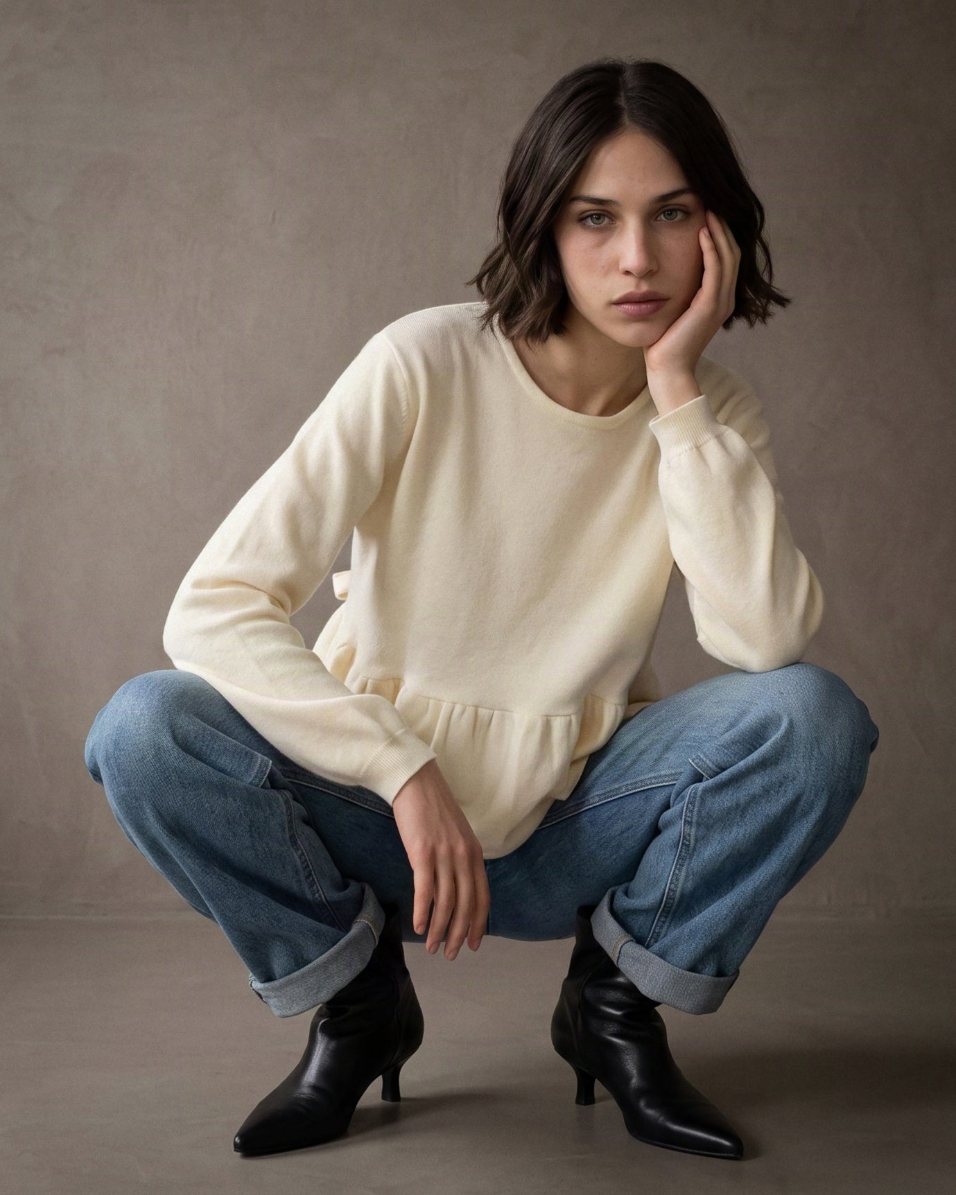 MYLA | Peplum Knit Sweater | Cream