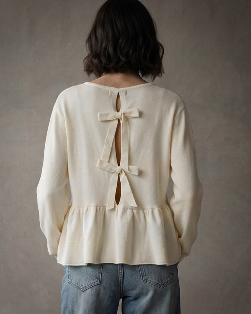 MYLA | Peplum Knit Sweater | Cream