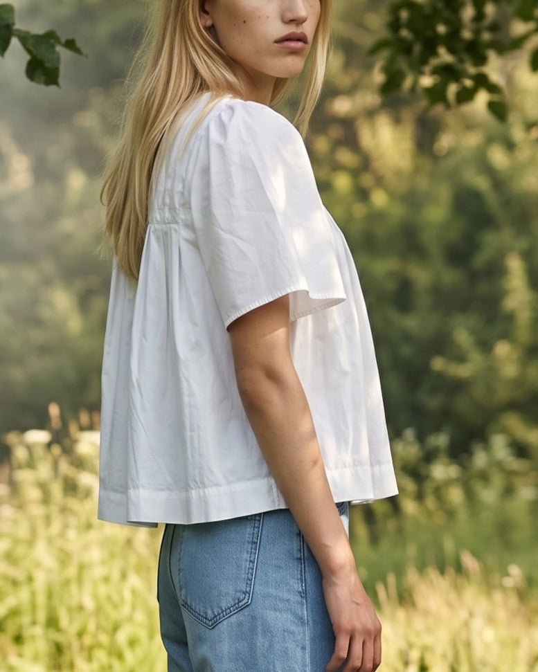 MARGOLA  | Pintuck Blouse | White